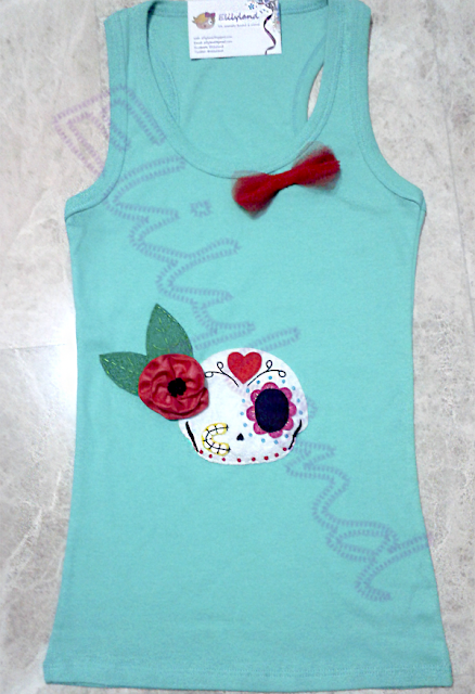 Camiseta Calavera mexicana Mini-Elily Hecho a Mano