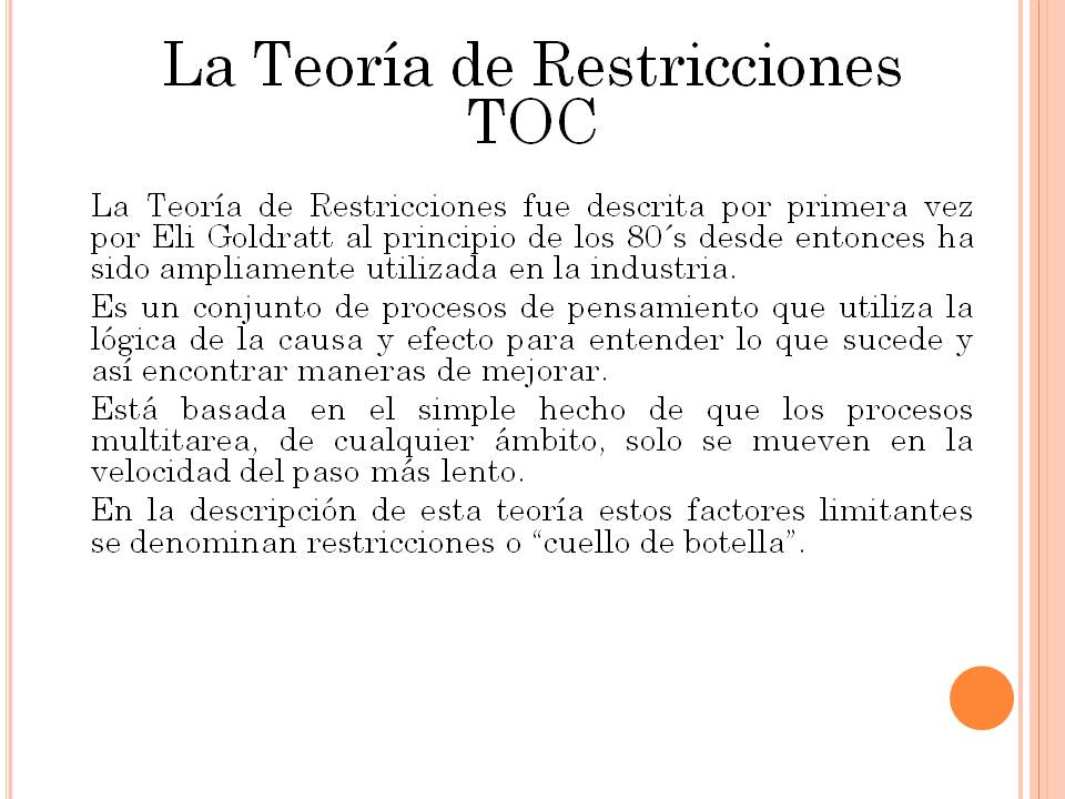 Generación Opus Nova Teoría de Restricciones TOC