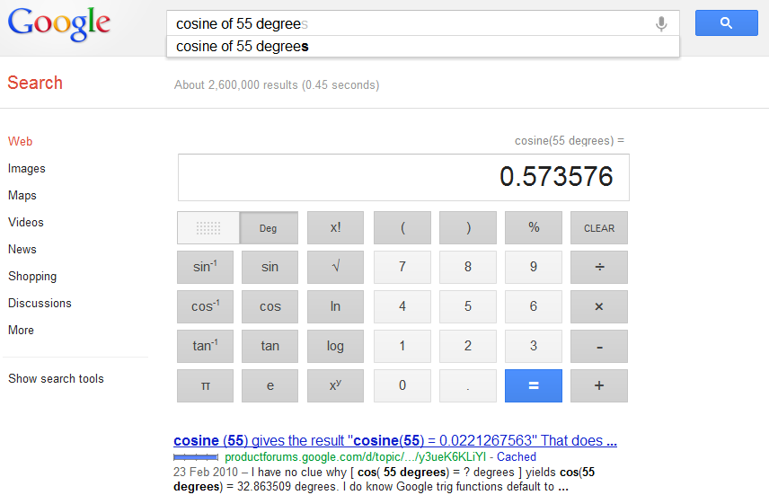 How to use Google's new Full Calculator (Scientific functions included