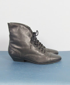 Vintage Black Leather Ankle Boots