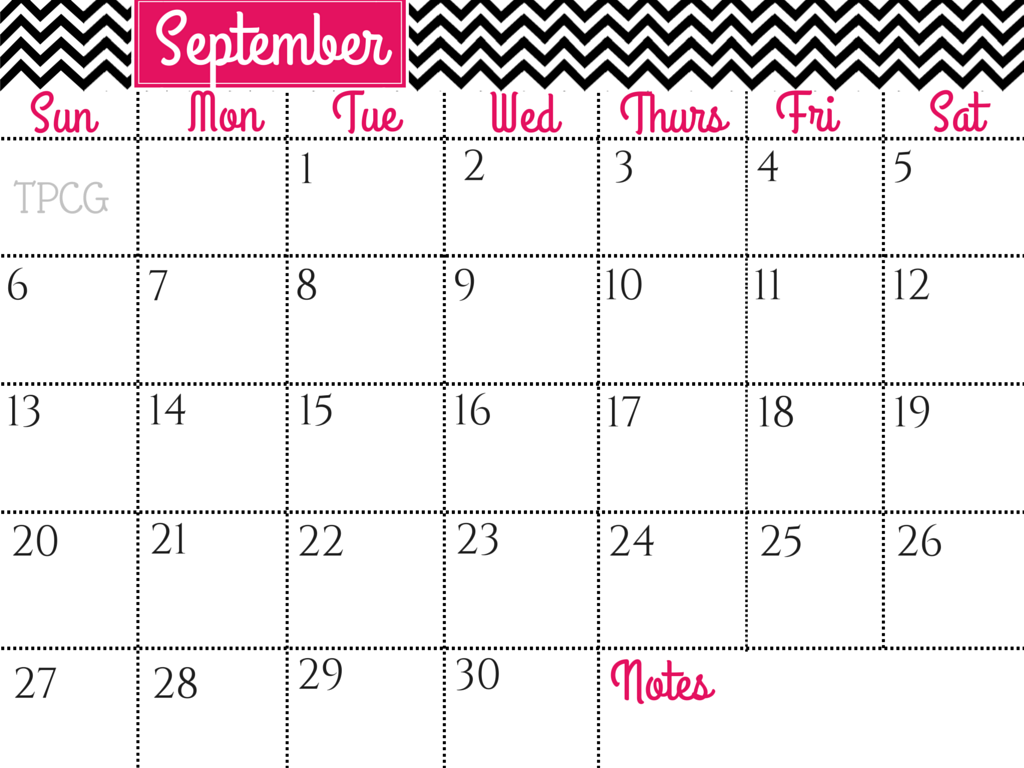 September 09 Calendar Template