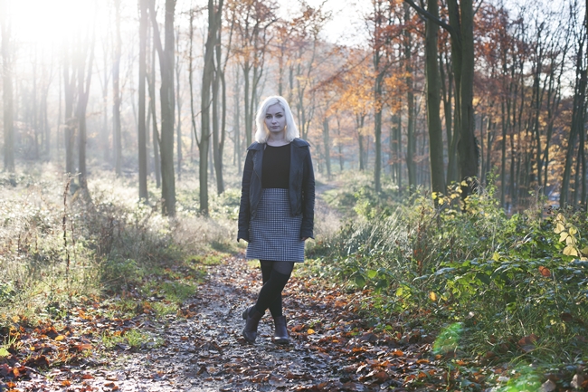 fashion blogger outfit of the day fbloggers style lookbook wiwt misty forest landscape sunset through the trees