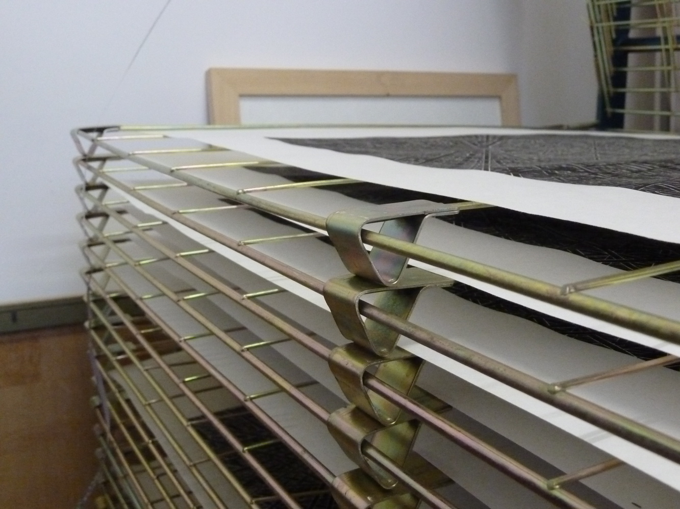 Print drying rack for my studio. LinocutBoy