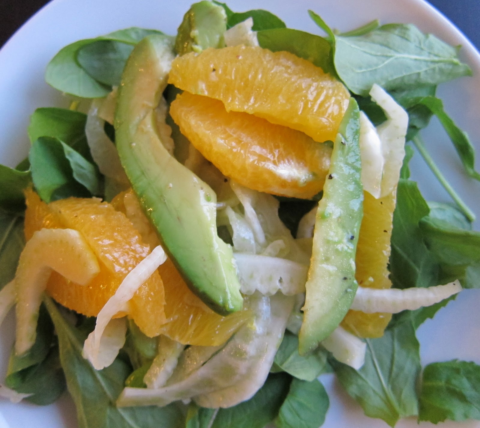 I Like To See My Recipes When I Grocery Shop Arugula, Fennel, Avocado and Orange Salad