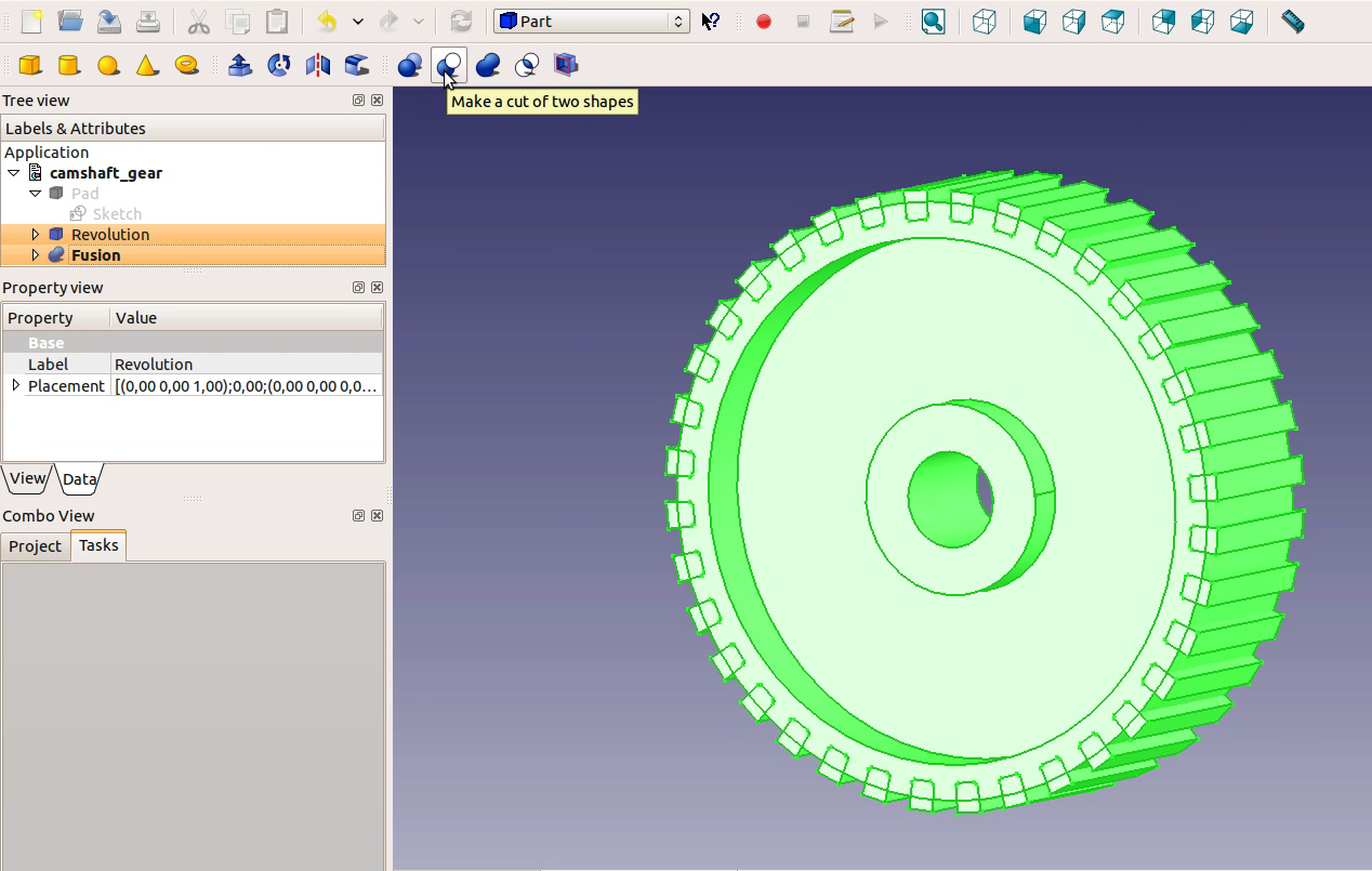 FreeCAD tutorial Engine 5 camshaft gear