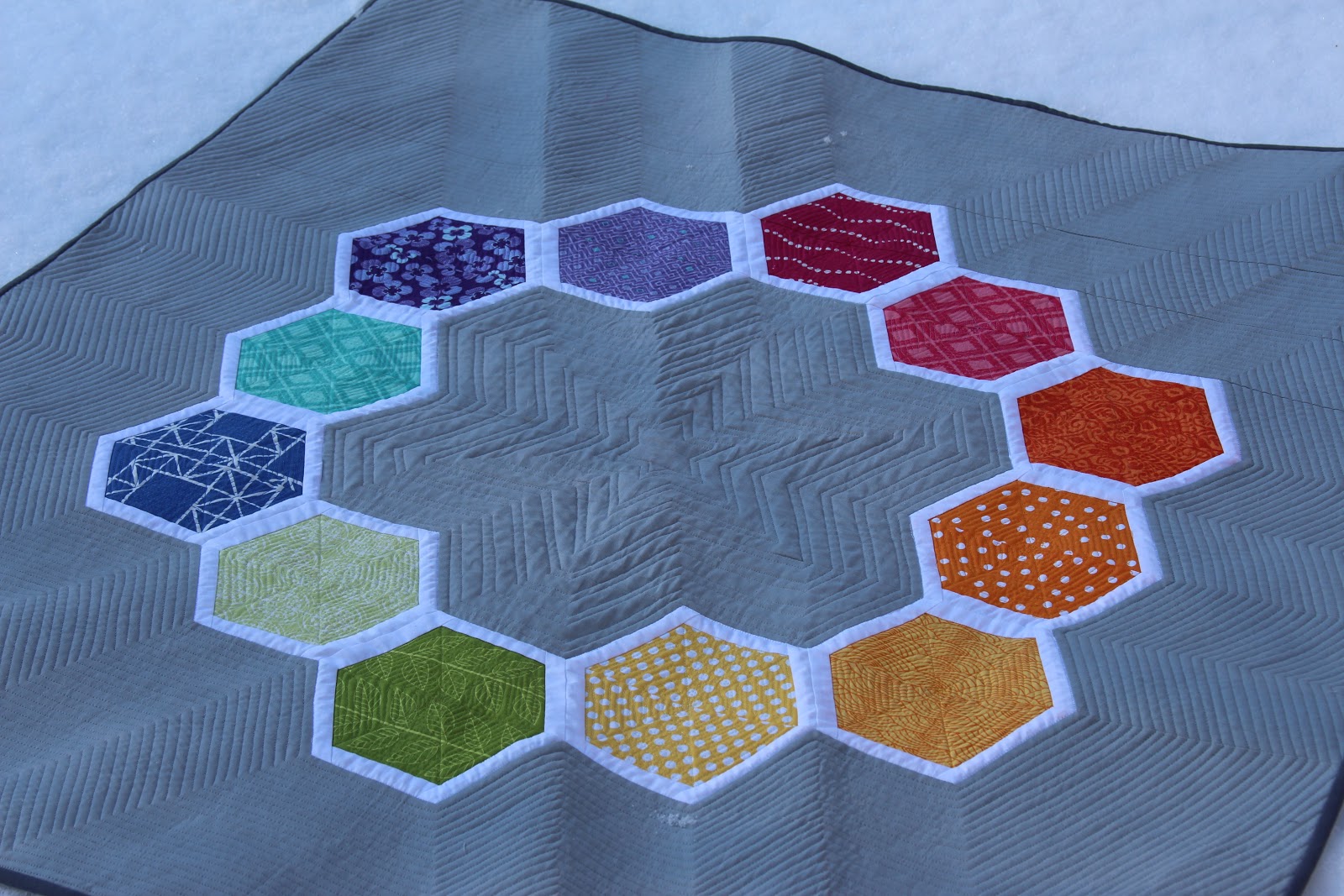 A Quilting Jewel Finish Friday Modern Hexagon Quilt