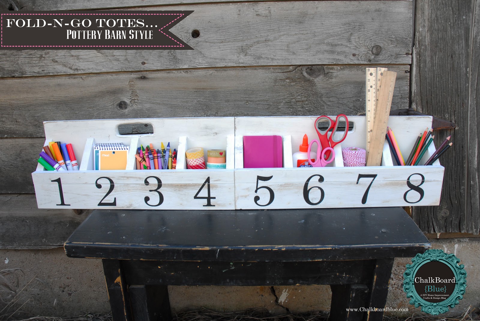 Chalkboard Blue Fold N Go Totes Pottery Barn Style