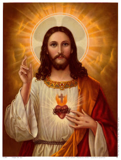 Christian image with Sacred heart of Jesus and cross on it