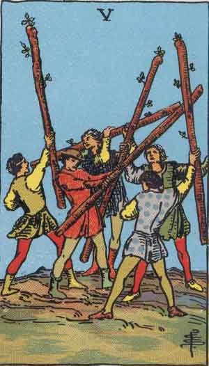 Five of Wands, RWS Five of Wands, RWS
