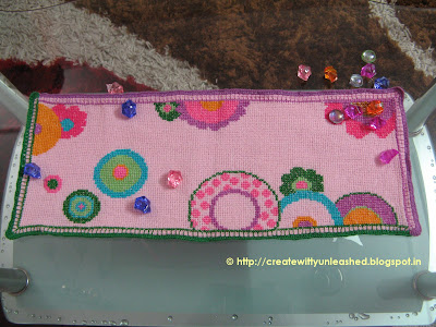 Cross stitch floral table runner