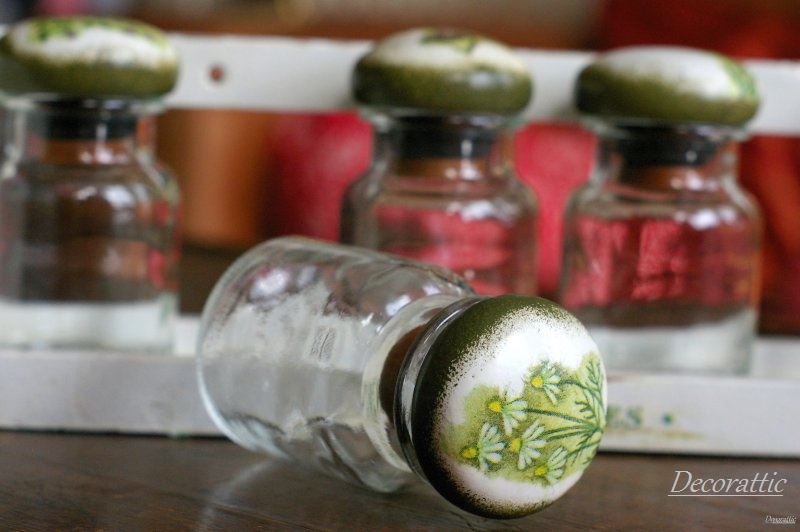 Decorattic Decoupage with napkins jars of herbs and spices