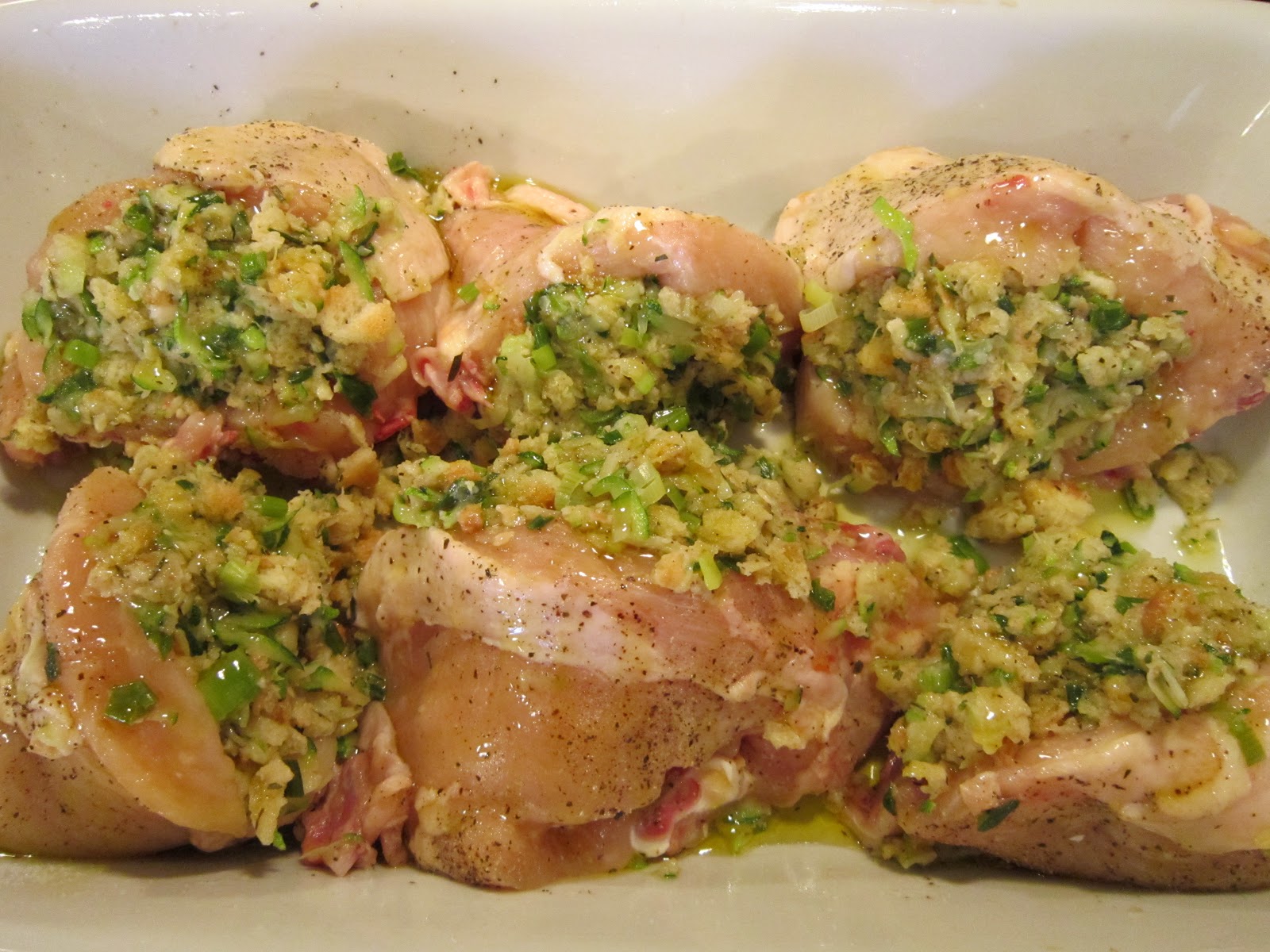 The Italian Next Door Zucchini, Asiago, and Tarragon Stuffed Chicken