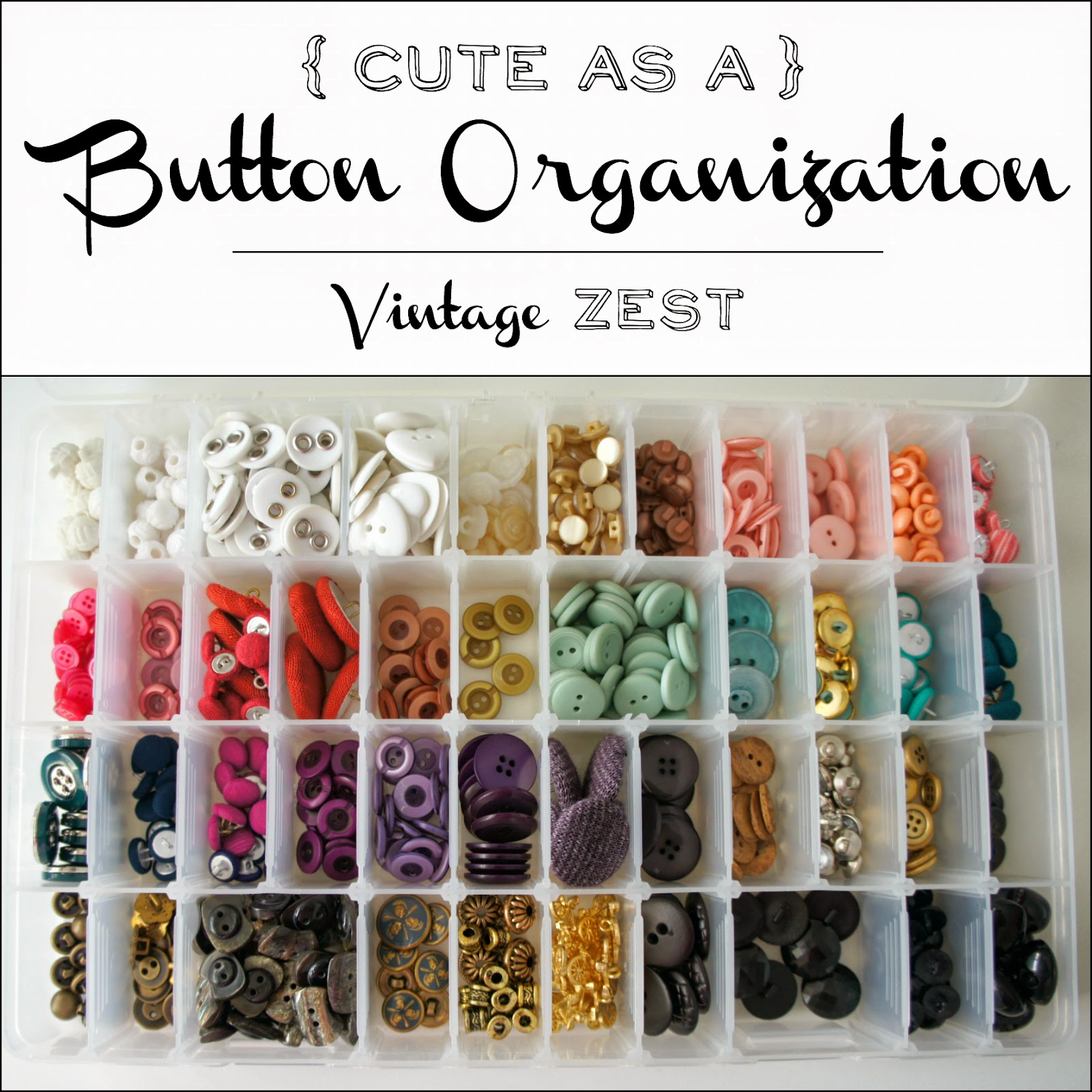 (Cute as a) Button Organization on Diane's Vintage Zest!  #organizing #sewing