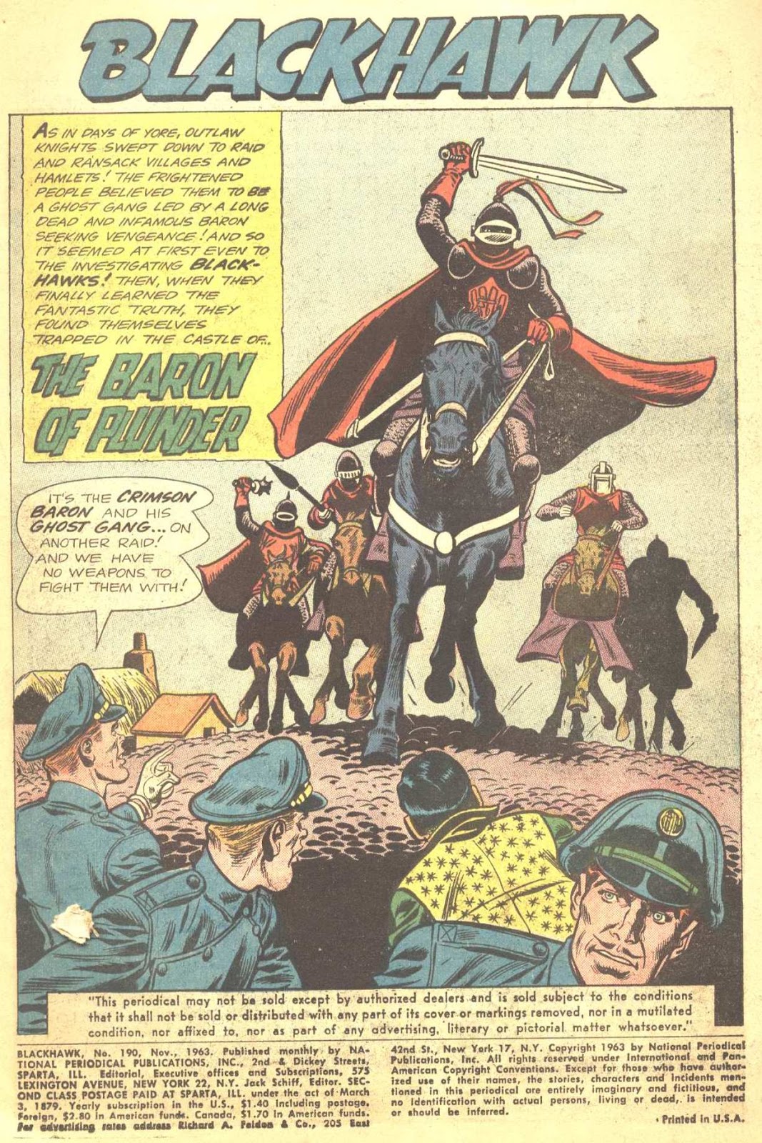 DC 1963 Silver Age issue. Blackhawk #190 