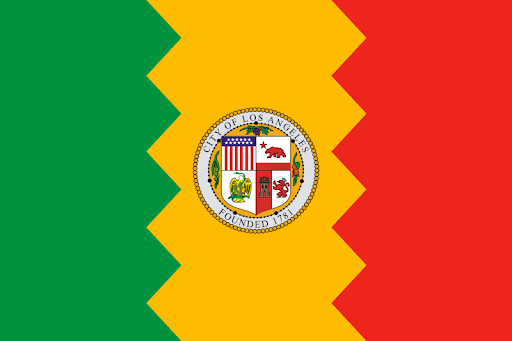 california flag history. giant A-hole LA flag in