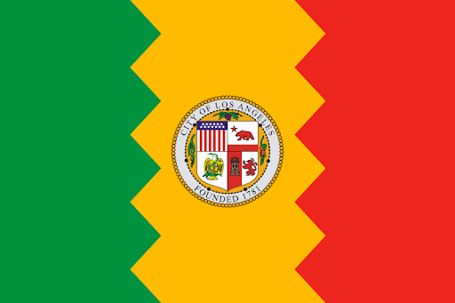 giant A-hole LA flag in california flag history. giant A-hole LA flag in