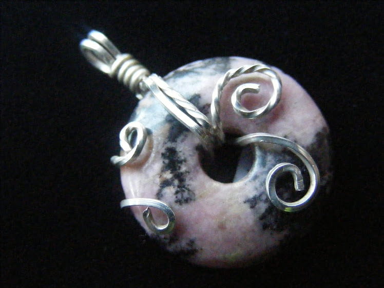 Rhodonite Donut Wire Wrapped Pendant