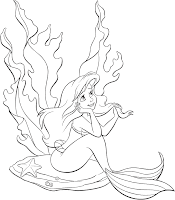 planse de colorat Mica Sirena Ariel