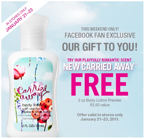 Bath & Body Works : FREE Carried Away Lotion Bath & Body Works : FREE Carried Away Lotion