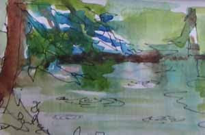 Schmitz Preserve Park, a watercolor sketch by Susan K. Miller