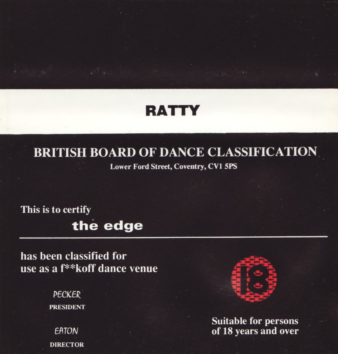 Deep Inside The Oldskool: Ratty The Edge #39 Certificate 18 #39 December 1992