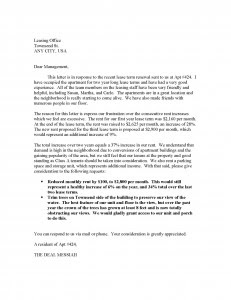 letter for rental increase