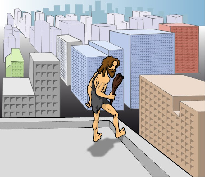 Homem pré-histórico vs Mundo moderno