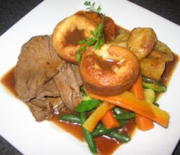 Roast beef with plum pudding