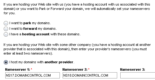 Change Nameservers as this