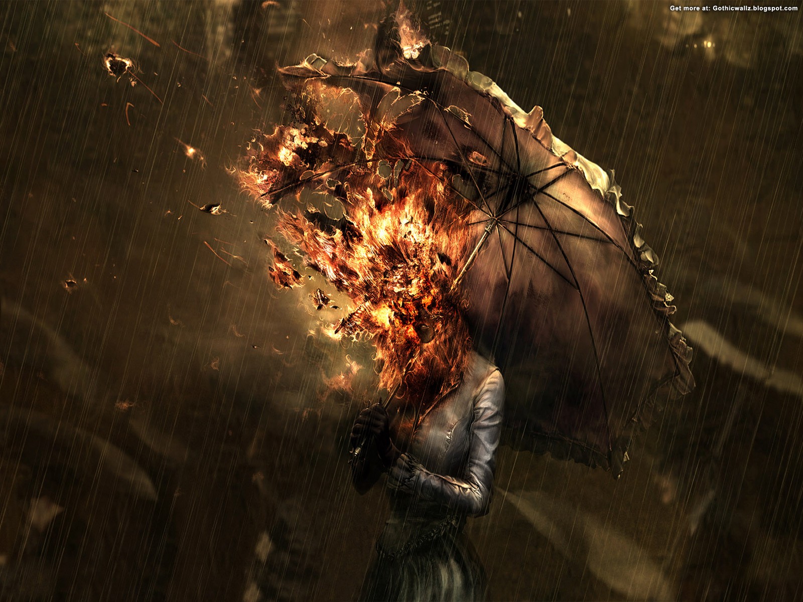 Burning Umbrella Wallpaper