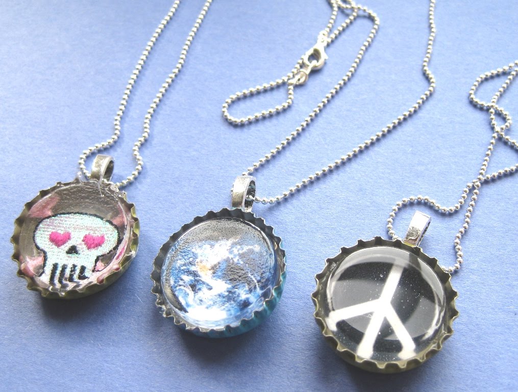 sewhungryhippie How to make a bottle cap necklace