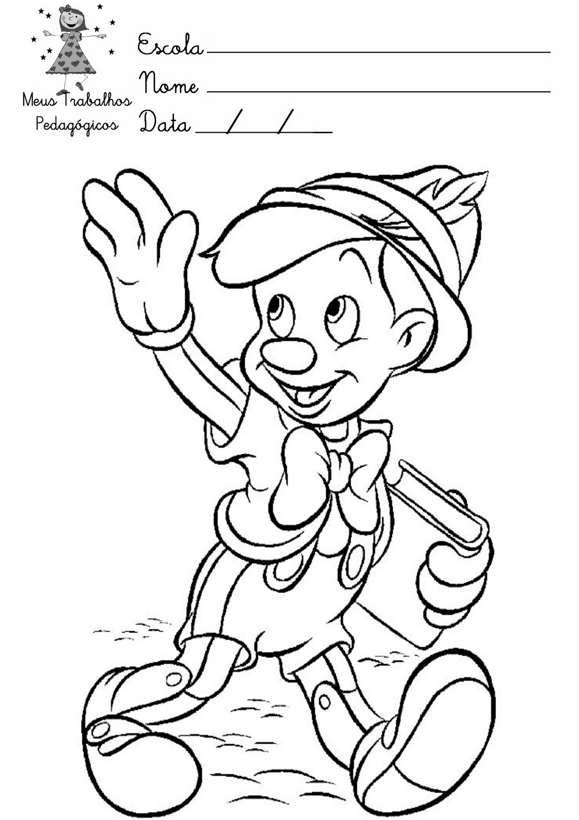 meus trabalhos pedagógicos desenhos para colorir pinóquio