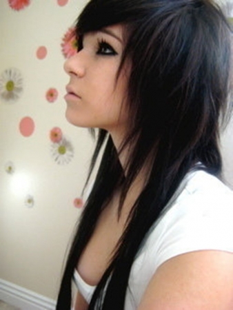 long black hair emo