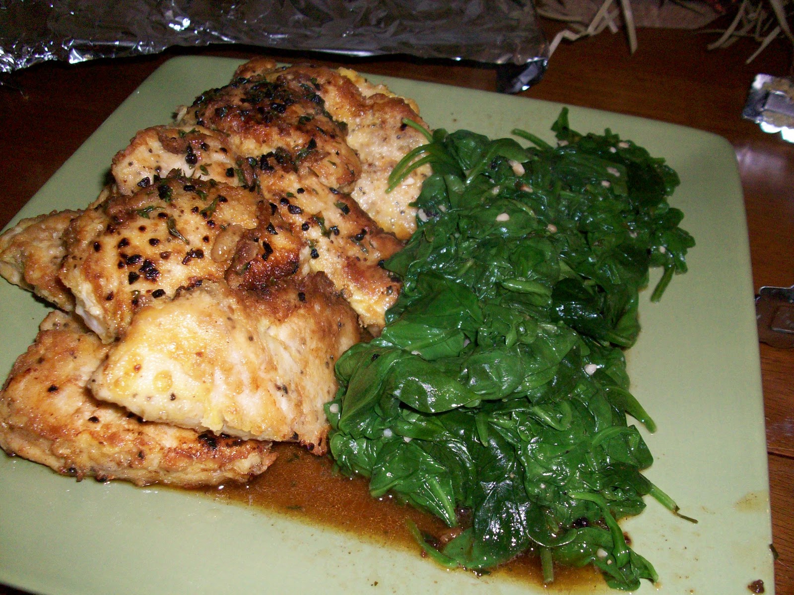 Pretend Chef Chicken Francese with Wilted Spinach