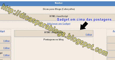 Gadget antes das Postagens