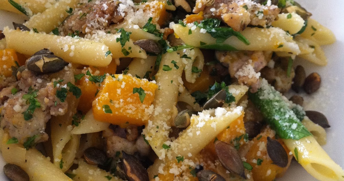FIVE O�CLOCK FOOD Penne Pasta with Roasted Acorn Squash, Sweet Italian
