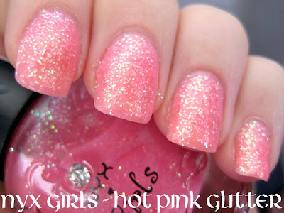 glitter pink name polish. I love using the Slime green from Sally Hansen