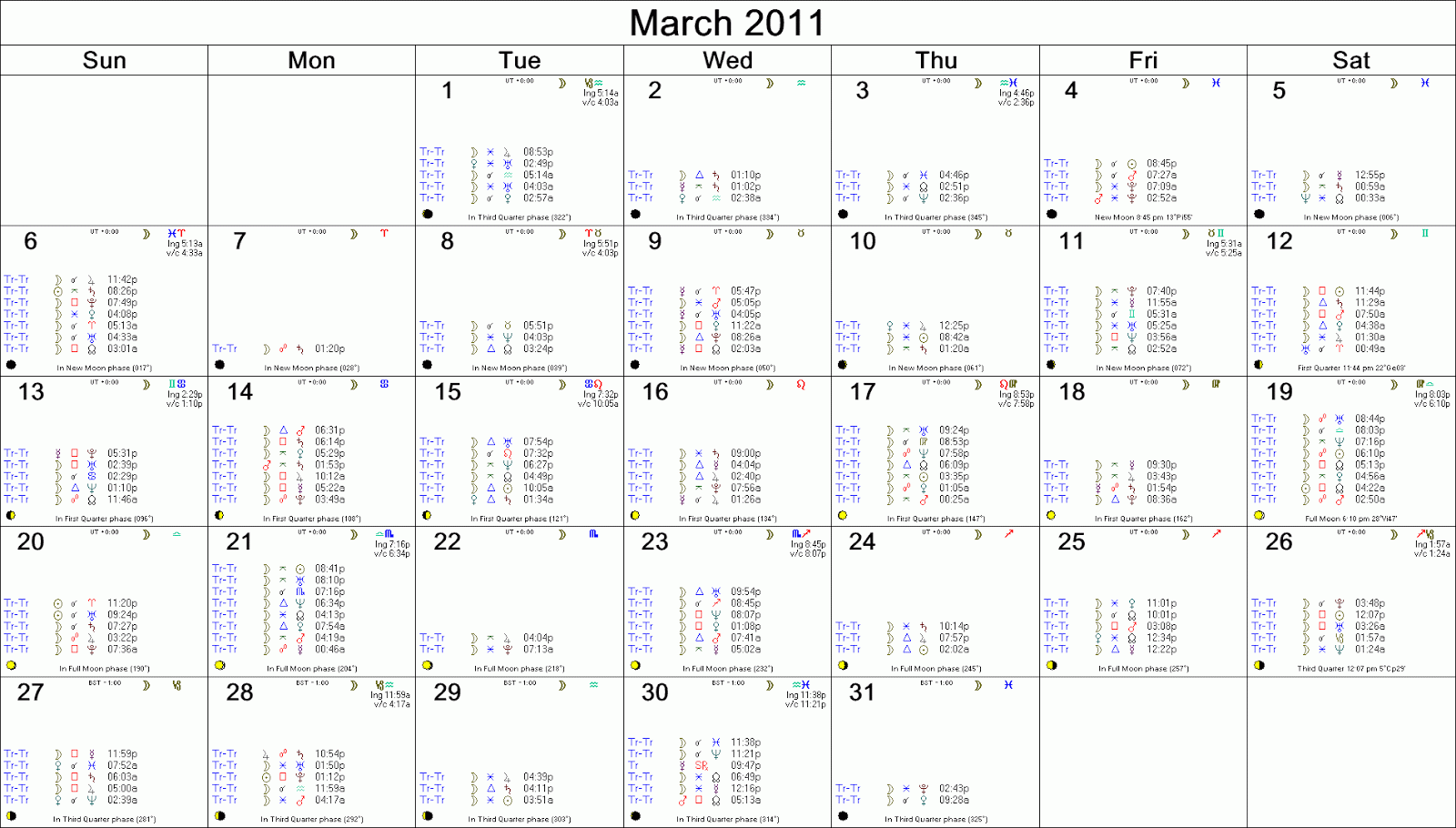 calendar march 11