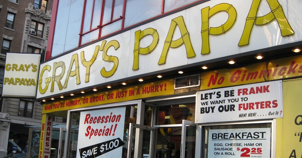 To live and eat in NYC Gray's Papaya Recession Special