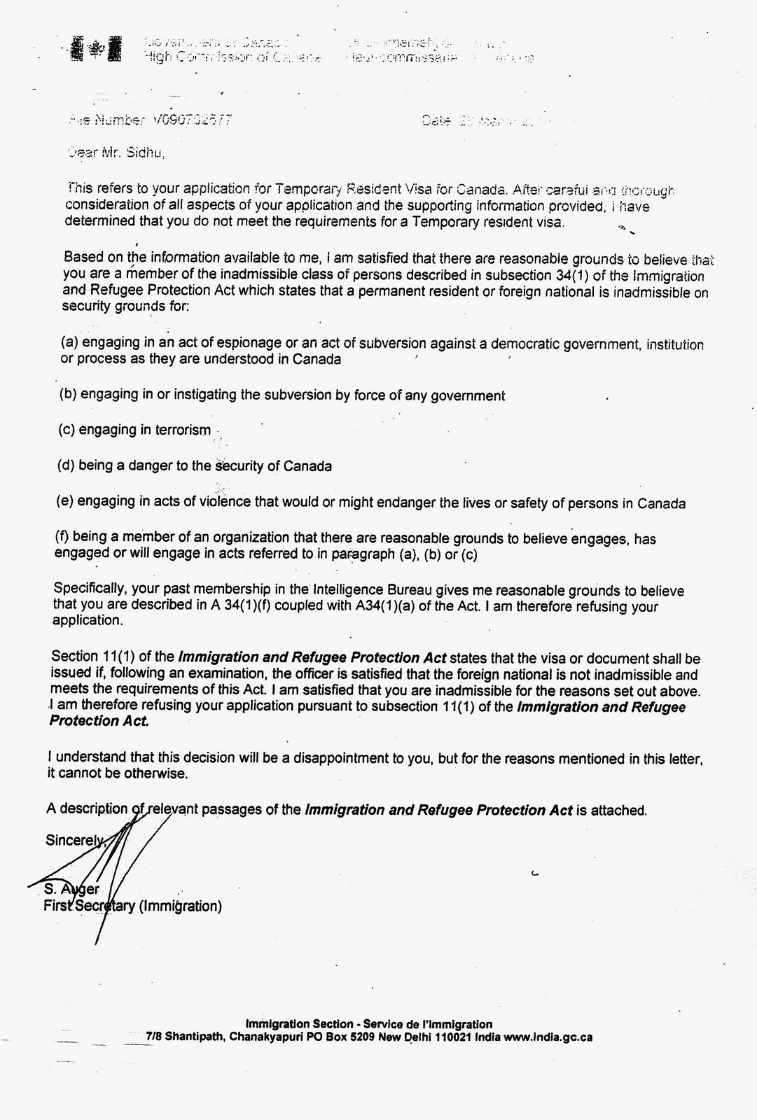 uk visa refusal letters