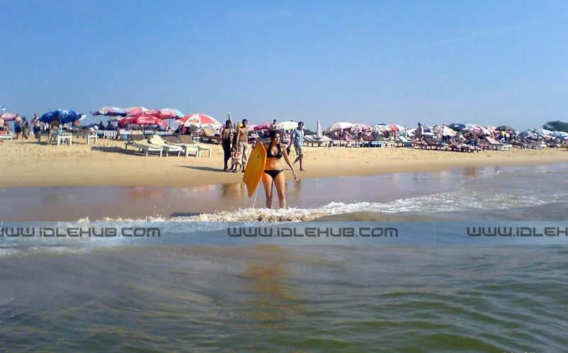 Neha Dhupia in black bikini Goa beach