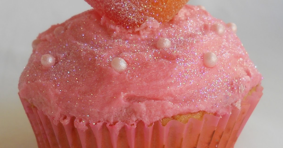 Sprinkles and Sparkles Pink heart cupcake with sparkly glitter