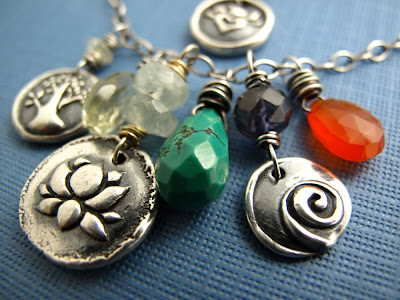 lotus blossom karma silver charm jewelry necklace