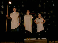 Xander, Willow, and Buffy perform a scene from Oedipus Rex
