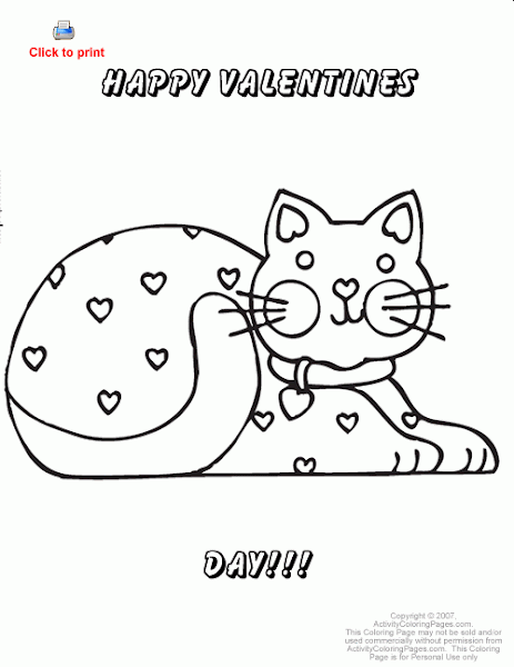 Valentine Cat Coloring Page
