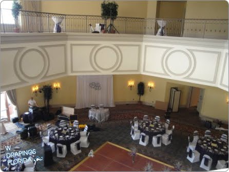 Custom Chiffon Backdrop Summer Wedding Reception at the Rosen Shingle Creek