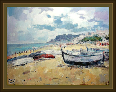 CALELLA DE MAR-MARINAS-PLAYAS-BARCAS-ERNEST DESCALS-PINTURAS