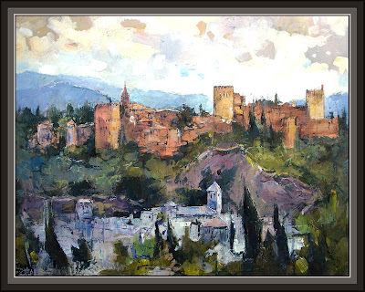 GRANADA-ALHAMBRA-PINTURA-ERNEST DESCALS-CUADROS