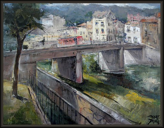 GIRONELLA-BERGUEDA-PUENTES-PONTS-ERNEST DESCALS-PINTURA-LLOBREGAT-OLEOS