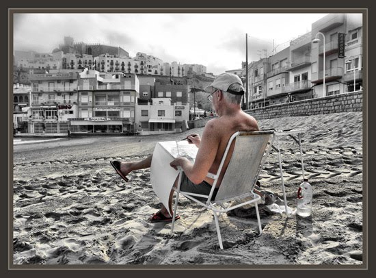 PEÑISCOLA-PINTOR-MAESTRAZGO-ERNEST DESCALS-PINTANDO-ACUARELAS-PLAYA PEÑISCOLA-PINTOR-MAESTRAZGO-ERNEST DESCALS-PINTANDO-ACUARELAS-PLAYA